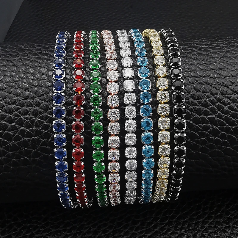 Elegant Multi-Color Rose Gold Tennis Bracelet Bangle for Women - Wedding Fashion Jewelry Party Gift