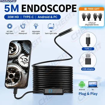 For Android phone Endoscope Camera IP67 Waterproof 6 LED Adjustable Borescope Mini Camera for Pipeline Inspection Free gloves 1