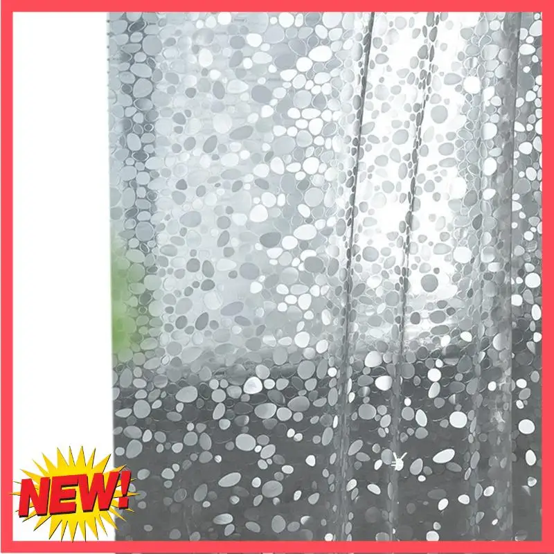 B17C Transparent Shower Curtain Lining, Pebble Pattern Lightweight Plastic Bathroom Shower Curtain