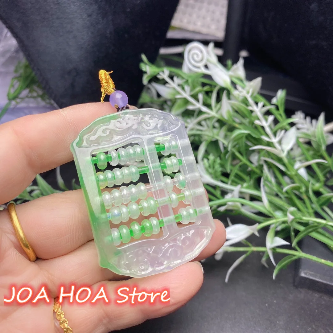 Emerald Ice Seed Careful Planning Handcrafted Pendant Natural Jadeite Hollow Out Necklace Chain Accessories Exquisite Jewelry