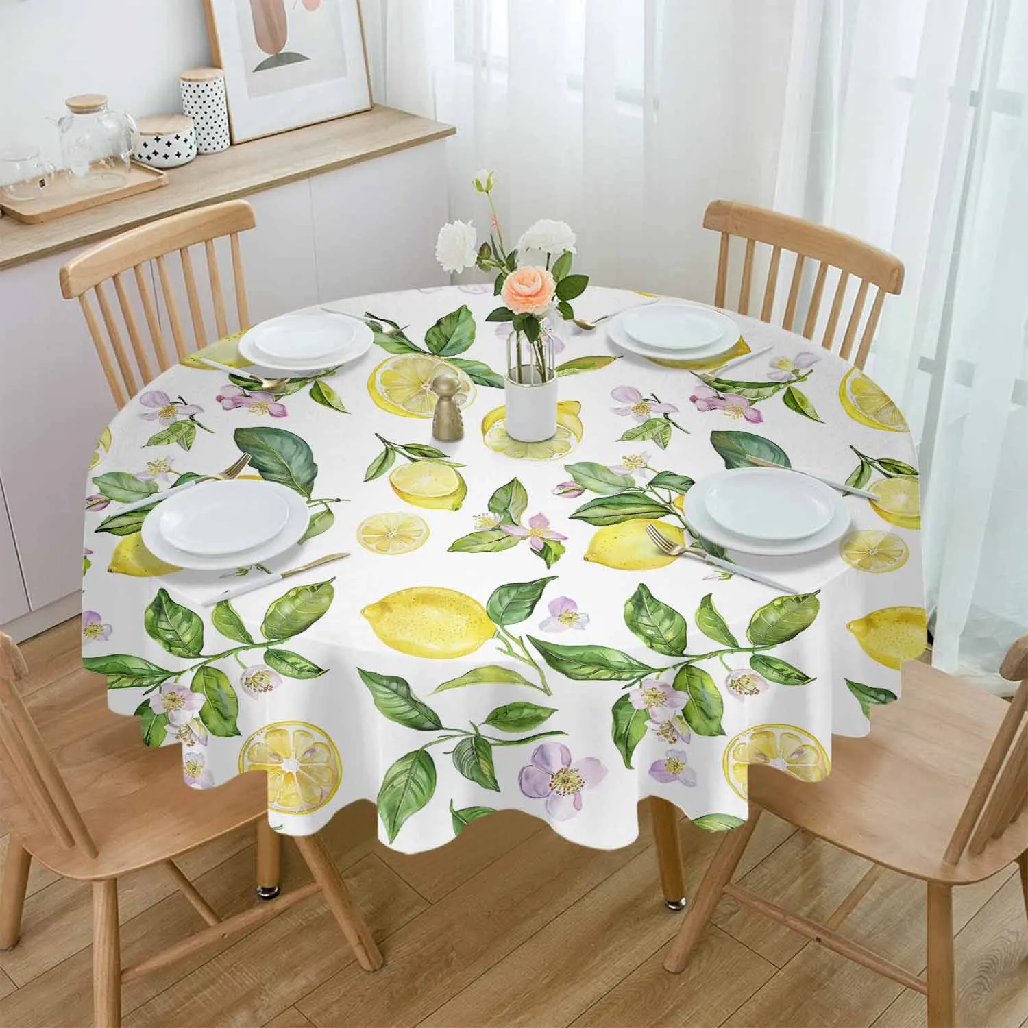 

Summer Watercolor Lemon Vintage Table Cloth Waterproof Wedding Holiday Tablecloth Coffee Table Decor Table Cover