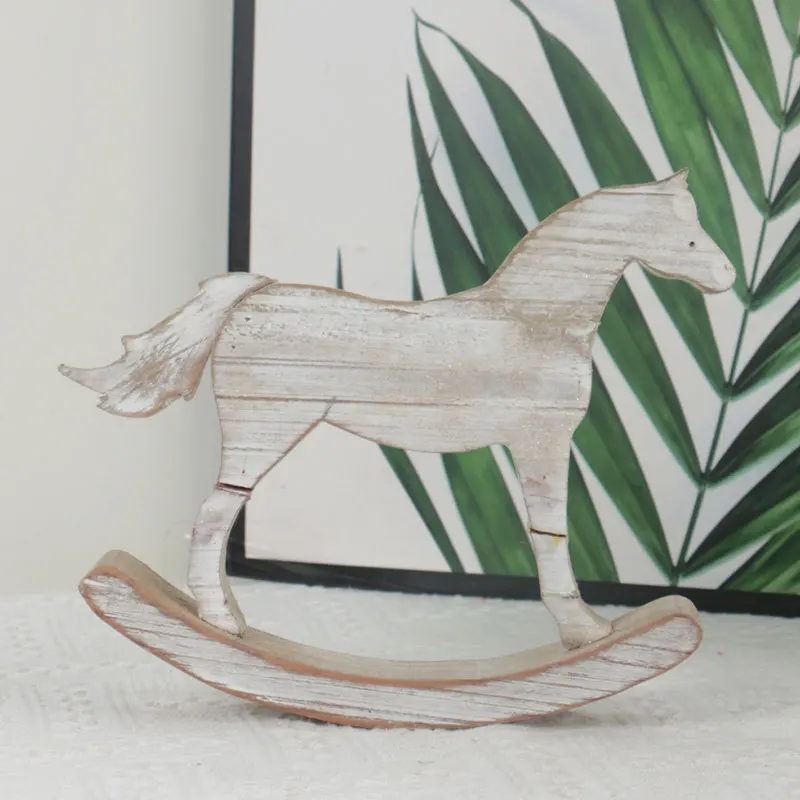 

Nordic style driftwood ornaments handmade wooden children's pony crafts