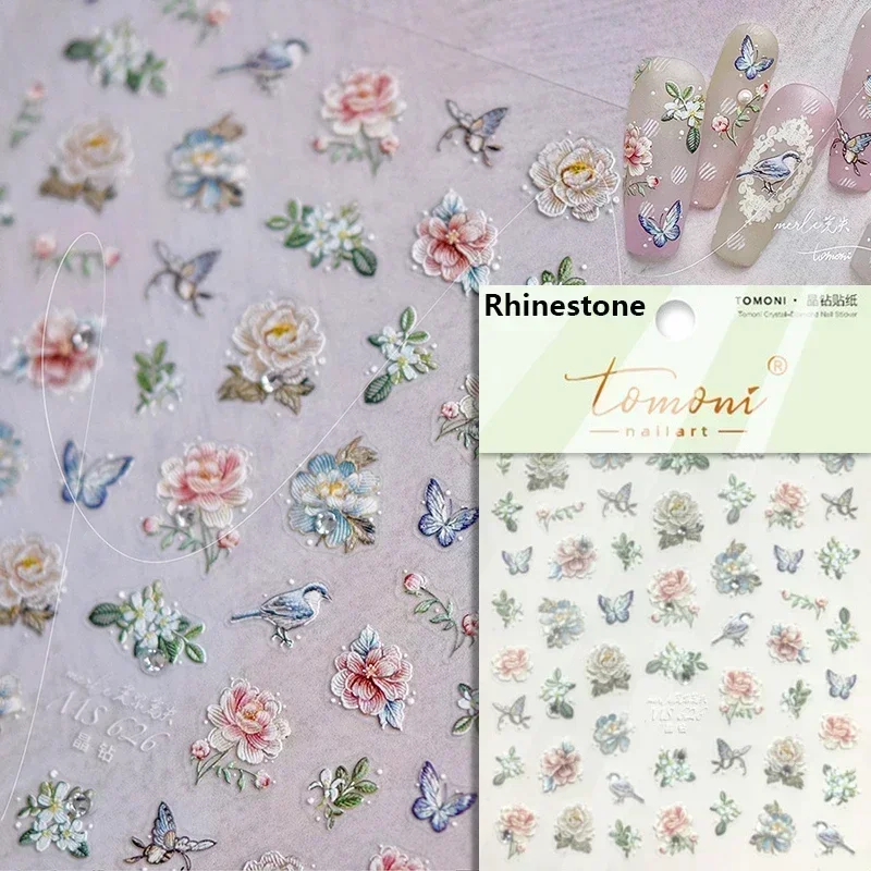 Gold Leaf White Flower Bouquet Floral Tulip 5D Nail Art Sticker Decals