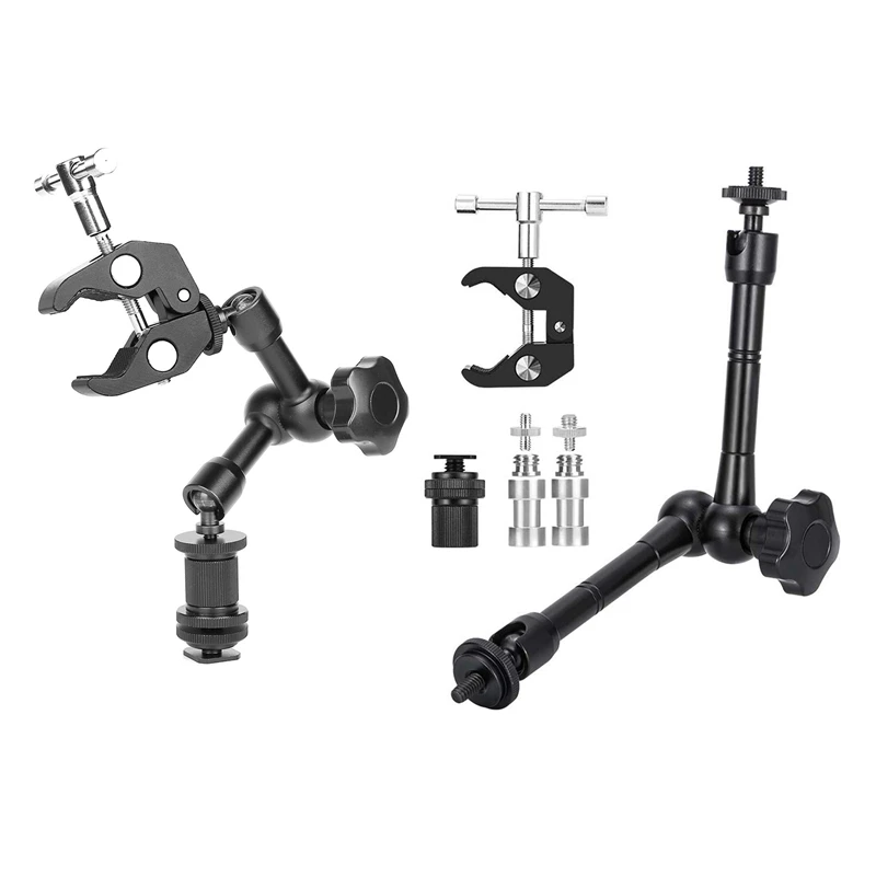 

2 Set Magic Arm Articulating Friction Arm Super Clamp Adjustable Rod Clamp Pliers Clip - 11 Inch & 7 Inch
