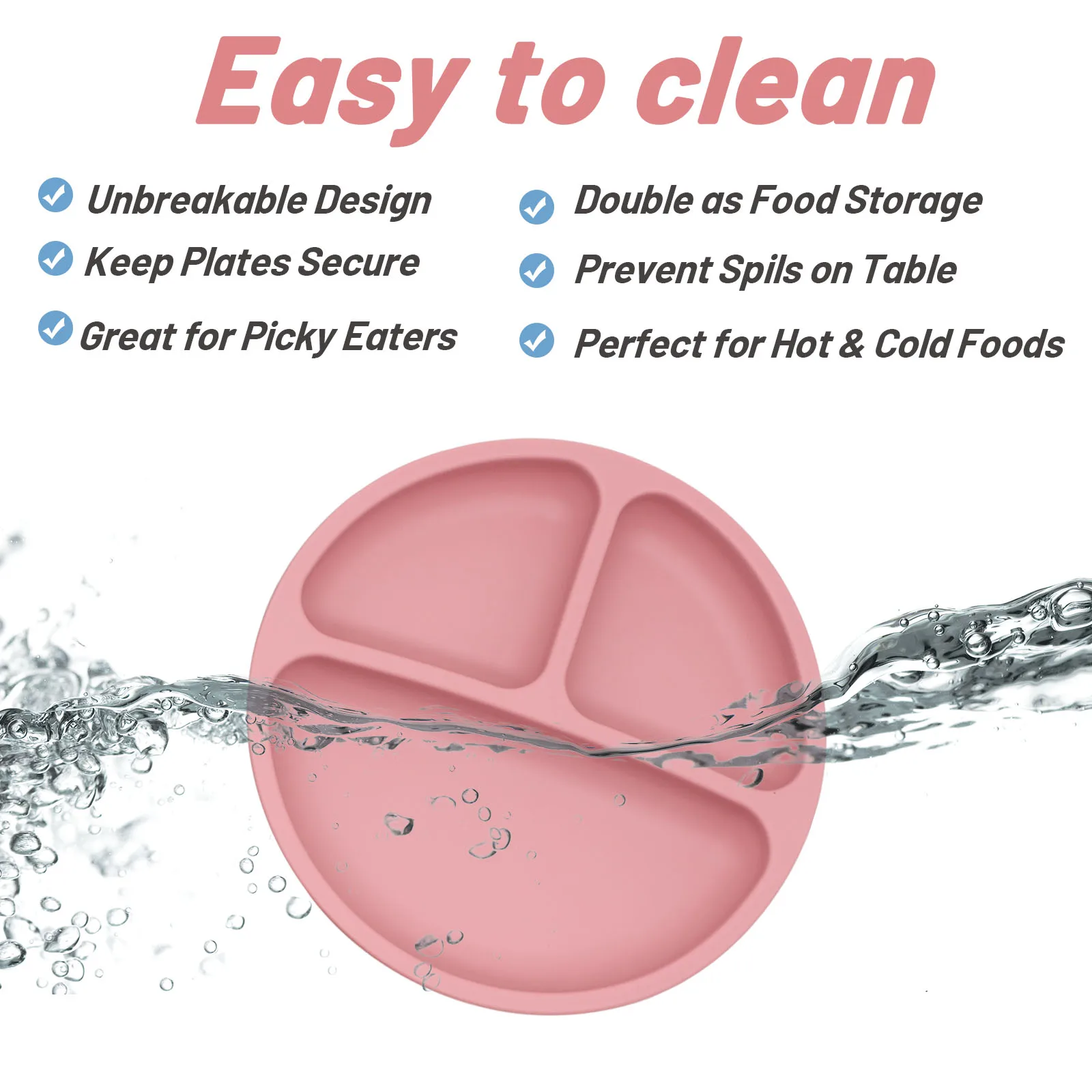 Food grade silicone split plate with strong suction for baby complementary food tableware silicone placemat silicone dining plate silicone meal set silicone feeding set baby tableware set silicone feeding bowl children feeding tray divided dinner plate baby food bowl