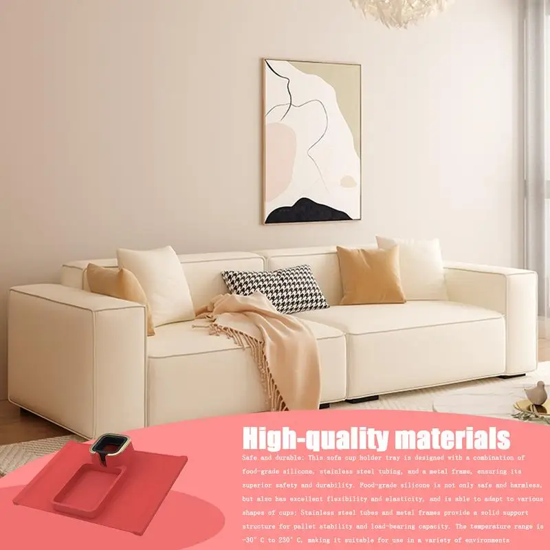 Couch Arm Tray Cup Tray Remote Control Couch Arm Organizer Anti-Spill Sofa Organizer Drinks Remotes Holder For Snacks Storage