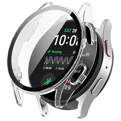 Matte Hard PC Case with Tempered Glass Screen Protector for Smartwatch - Full Protective Bumper Cover (Transparent)