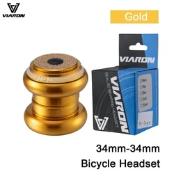 Precision CNC - Machined MTB Bicycle Headset with Sealed Bearings (Golden 34mm - 34mm)