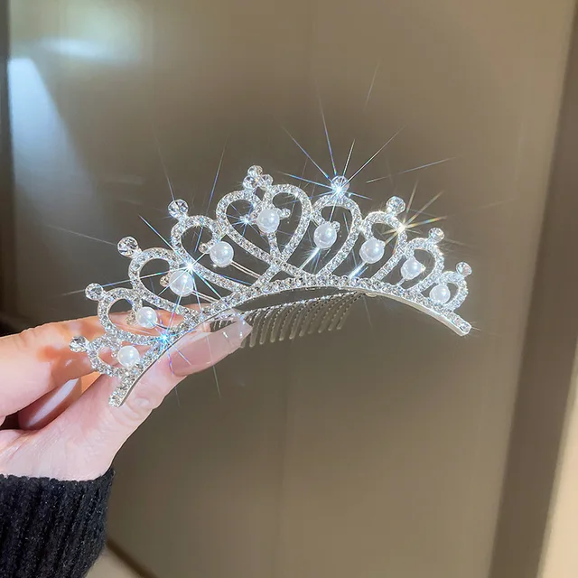 Corona de Peine de cristal de diamantes de imitación para mujer, diademas de Reina, accesorios para el cabello de princesa, tocado nupcial, joyería de boda - Imagen 5