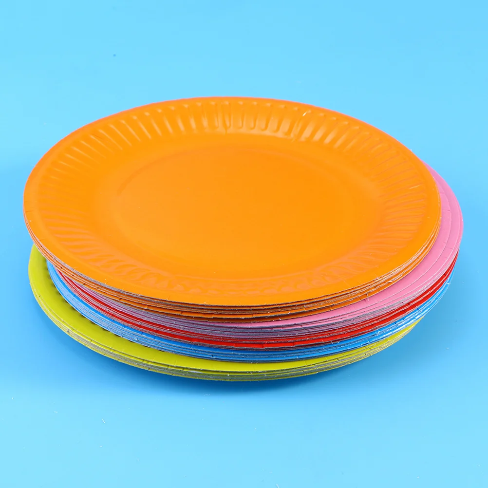 50pcs Paper Cake Plates Colorful for Birthday Party Decor (Random Color) color paper plates color paper plates for parties