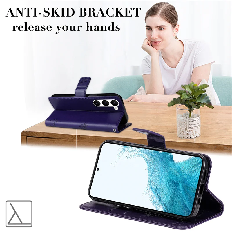 Niedliche Flip-Leder-Handyhülle für Samsung Galaxy S23 S21 FE S22 Plus Ultra magnetische Brieftasche Rückseite mit Kartensteckplatz_voghion.com