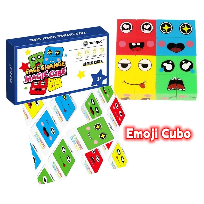 

Sengso Face Change Cube Magic Cubos Puzzle Stacking Blocks Faces Variety Race Board Game Montessori IQ Educational Toys for Kids