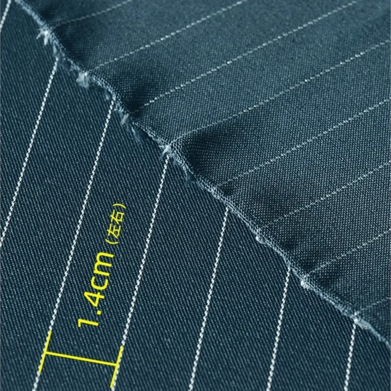 Blue Anti-Wrinkle Pendant Polyester Cotton Classic Striped Clothing and Dress Suit Vest Pants Fabric