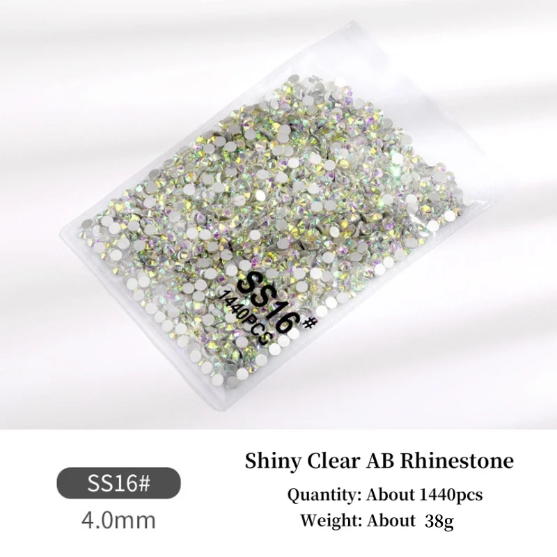 Description Picture 5 of itemwholesale Clear AB/White Glass Nail Art Decorations ss3 ss4 ss5 ss6 ss8 ss10 ss16 ss20 Glass Non HotFix Nail Art Rhinestones