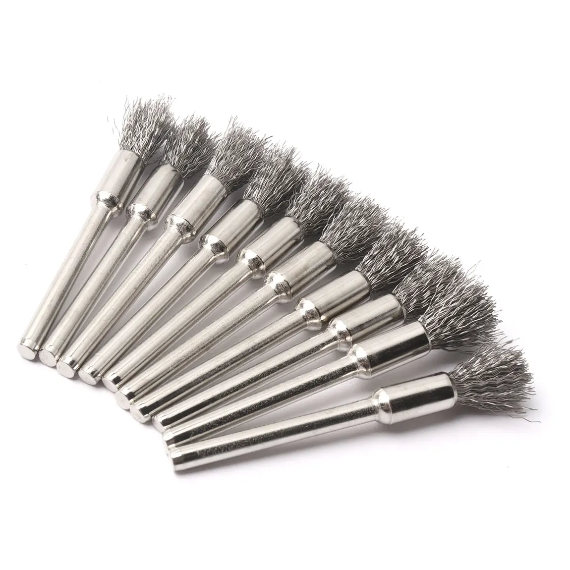 20Pcs 스틸 와이어 브러쉬 dremel 액세서리 3mm 생크 연마 브러시 미니 버 브러시 휠 용 dremel 도구