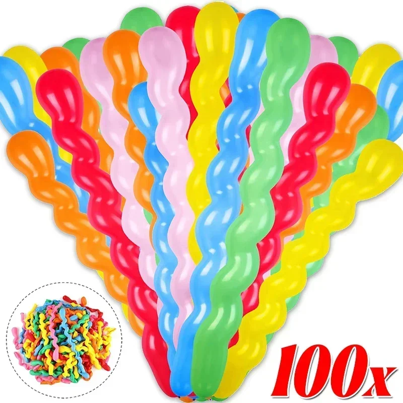 100Pcs Screw Twisted Latex Balloons Large Spiral Long Balloon for Wedding Birthday Party Christmas Home Decoration Supplies Gift