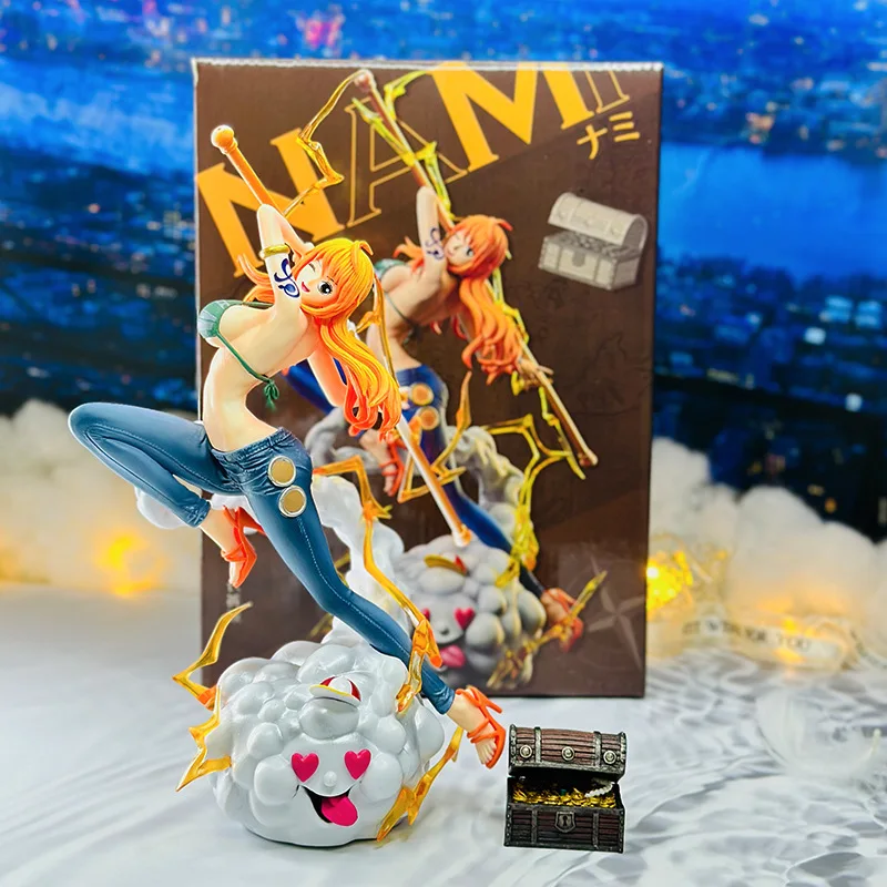 Nami sur les nuages avec un pantalon et des objectifs, One Piece Anime  Action Figure Toys, 25cm