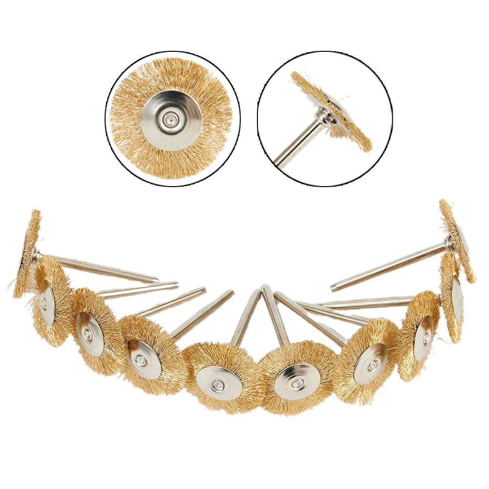 

10Pcs Brass Brush Wire Wheel Brushes Die Grinder Rotary Electric Tool For Engraver 25MM Grinder Rotary Brass Brush Accessories