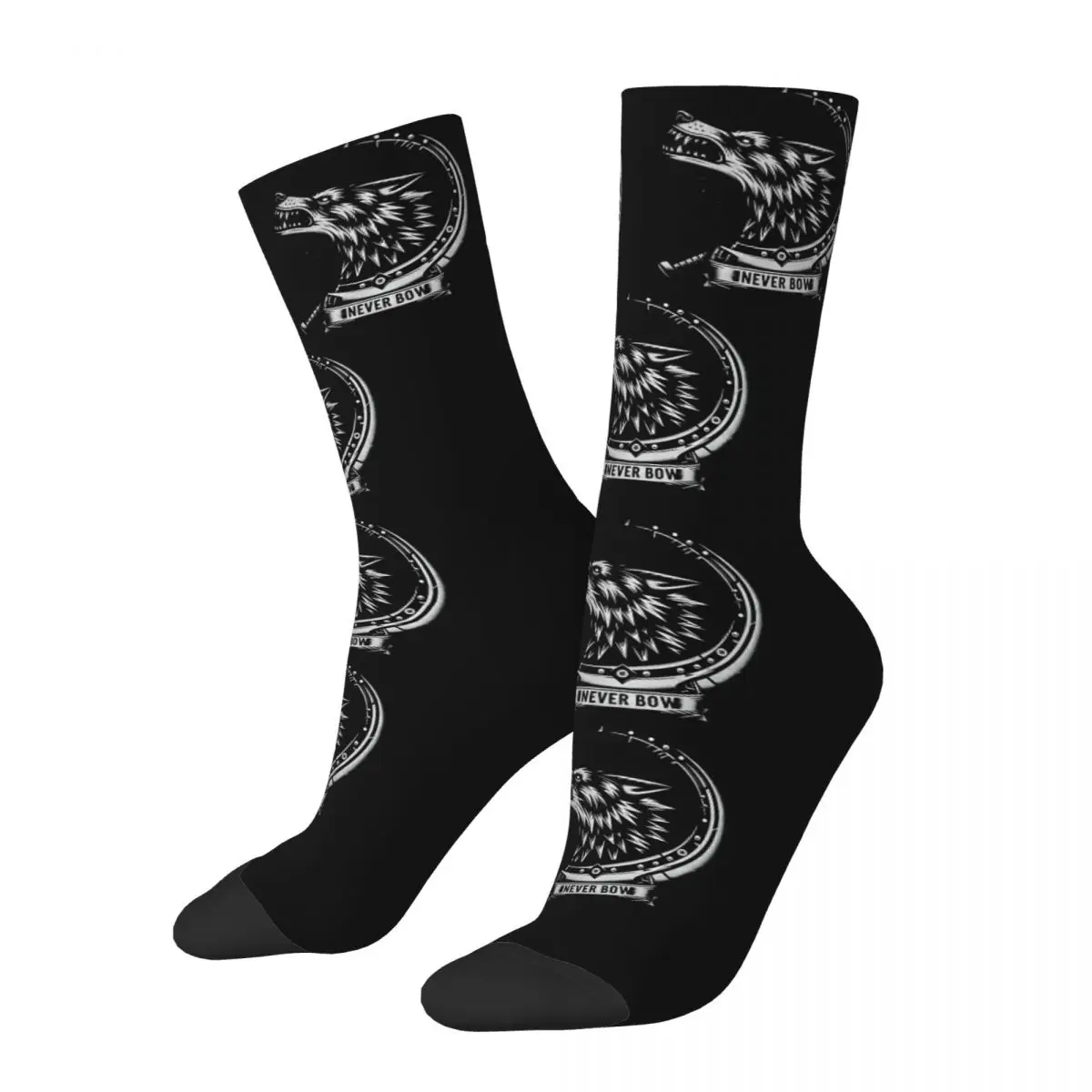 

Retro Howlers Never Bow Men's compression Socks Unisex Red Rising Street Style Pattern Printed Novelty Crew Sock