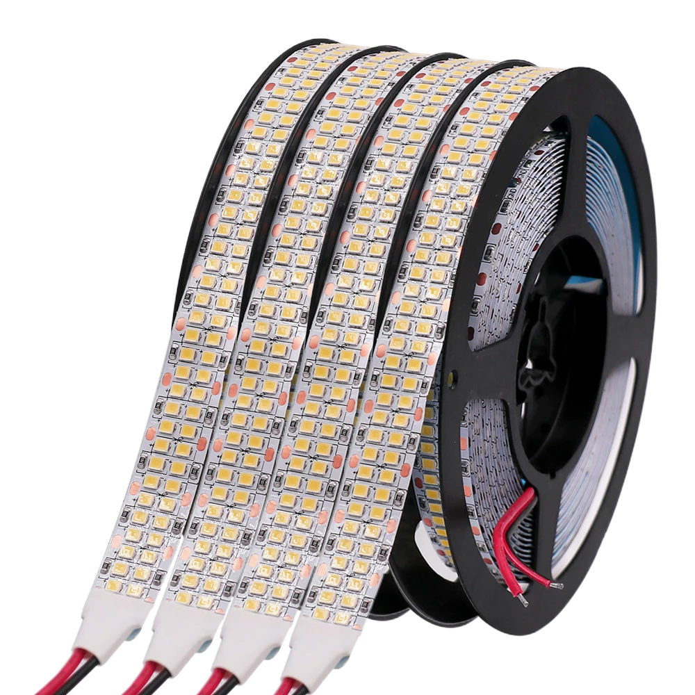 12V 24V 2835 Led Strip Light 480LED/m Super Bright 5M Double Row Flexible Led Stripe Tape Waterproof IP67 Lighting Decoration neon light strip with dimmer eu 220v soft cob light bar silicone tube rope super bright 288leds m waterproof flexible neon sign