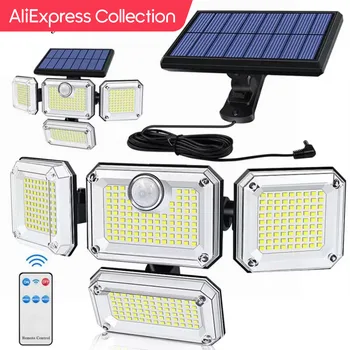 AliExpress 컬렉션 태양광 조명, 122, 333led, IP65 방수, 야외 실내 태양광 정원 램프, 조정 가능한 헤드 와이드, 20w