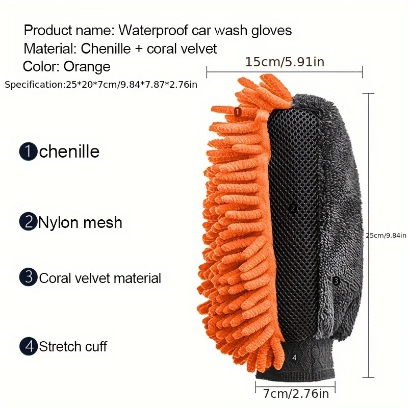 Car Wash Mitts,Chenille Coral Fleece Car Cleaning Tools,Plush Bear Paw,Non-Damage Paint,Car Cleaning Gloves