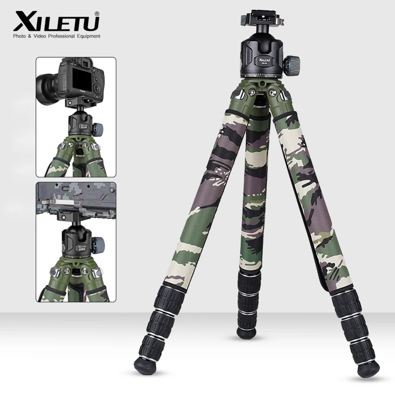Carbon Fiber Travel Tripod with Arca Swiss/Picatinny Clamp 35kg Max Load for Hunting Shooting Outdoor Photography XILETU