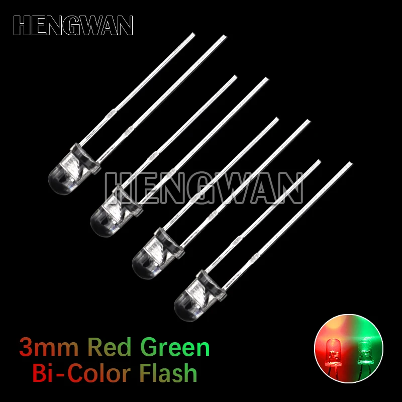 50 Pz F3 3Mm Flash Rosso Verde Bicolore Diodo Emettitore Di Luce Automatico Lampeggiante Led Flash Control Lampeggiante 3Mm Led Diodo Fai Da Te