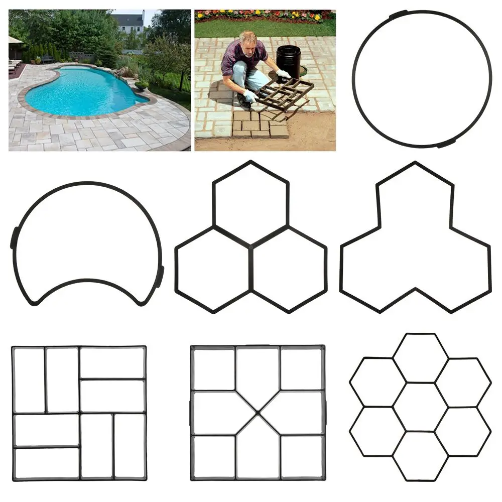 Plastic Stone Road Paving Floor Pavement Lawn Decoration Concrete Molds Cement Mould DIY Garden Path Beton Brick Maker