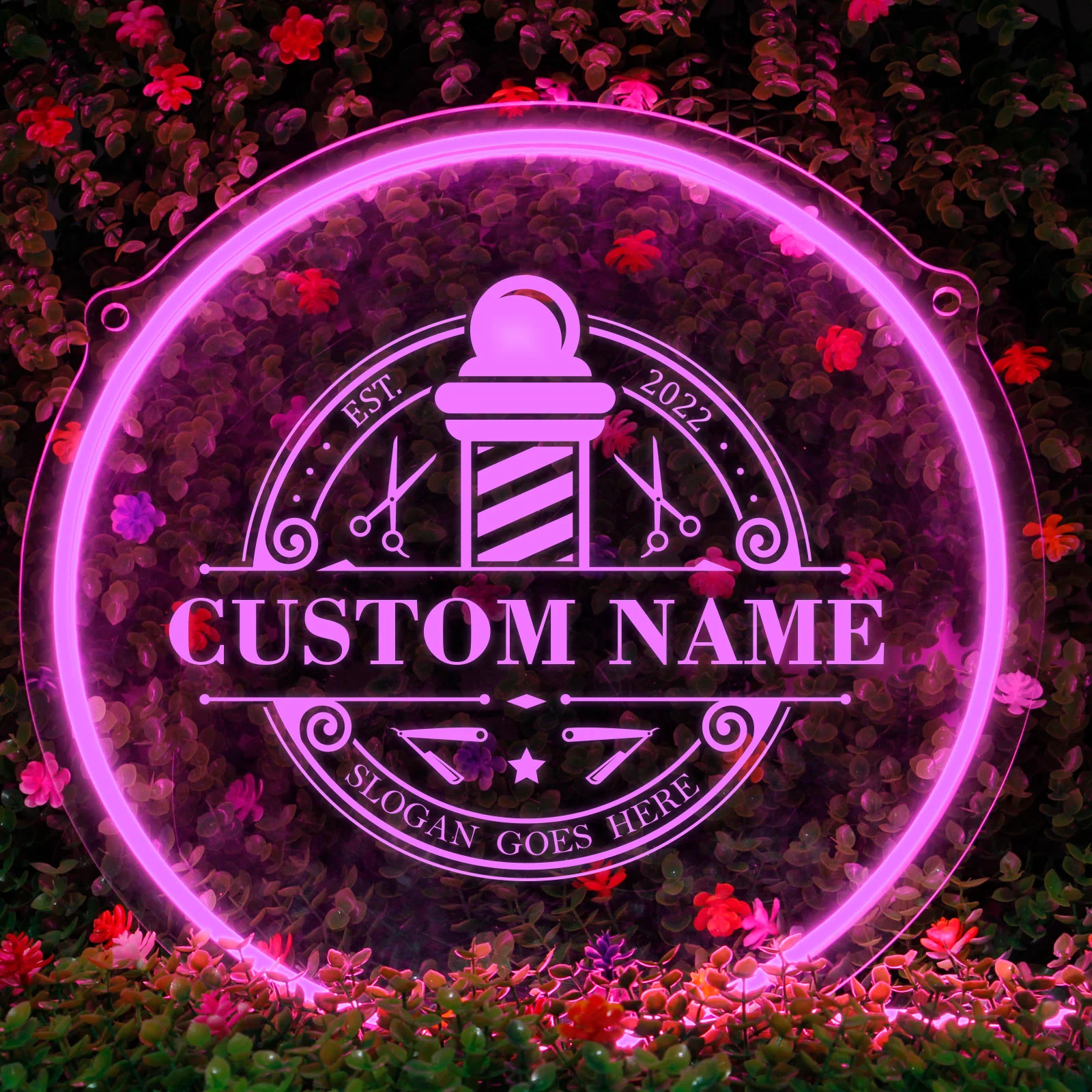 Description Picture 3 of item1PC Round Shape  Warm White Ambience Personalized Text Indoor Wall Lights Acrylic Board Bright  And Cool For Barber Shop Decor