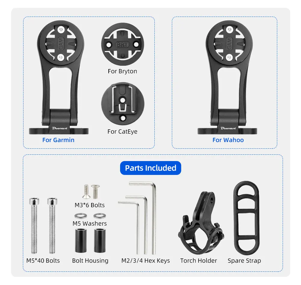 Deemount Fahrradcomputerständer für Garmin/Bryton/CATEYE MTB Rennrad Vorbau Front Ends Scheinwerfer Durchmesser. 20–30 mm Taschenlampenhalterung – Detail 3