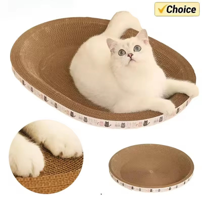 Cat Toys Pet Scratching Board Corrugated Cardboard Bowl Pad Cats Scratcher Toy Oval Grinding Claw Toys for Cat Bed Accessories