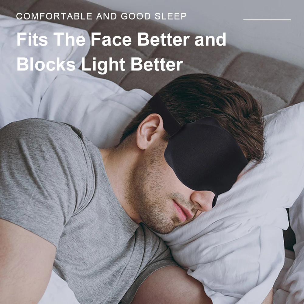 3D Contoured Sleep Mask with Memory Foam Eye Mask Block Out Light Pressure Sensation Rest Relax Aid Adjustable Mask
