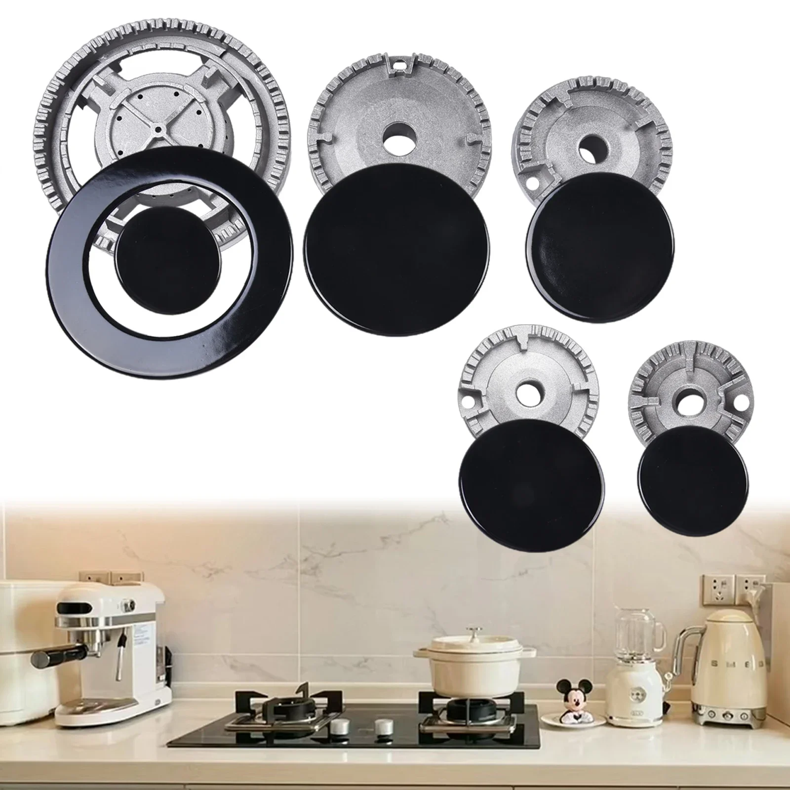 Upgrade Cooker Hat Set Oven Gas Hob For Kitchen For SABAF Stove Handles Lid Kit Iron Cover Flame Distributor Replacement Parts