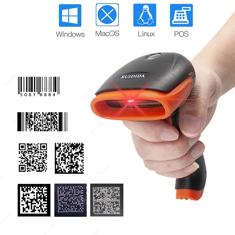 Lecteur de codes-barres sans fil, EAU filaire, lecteur de codes-barres Bluetooth, 2D, portable, déterminer le lecteur de code qr