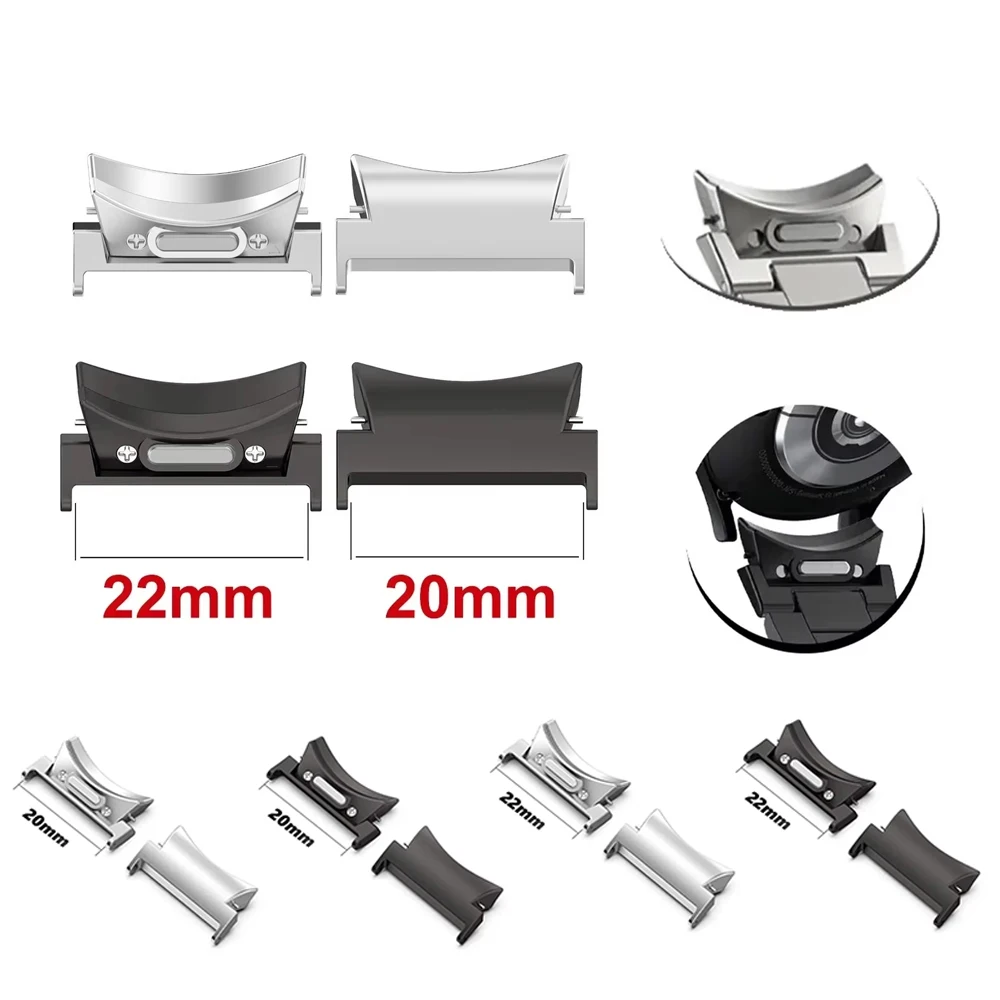 Stainless Steel No-Gap Watch Connector Adapter, 20mm/22mm Pair