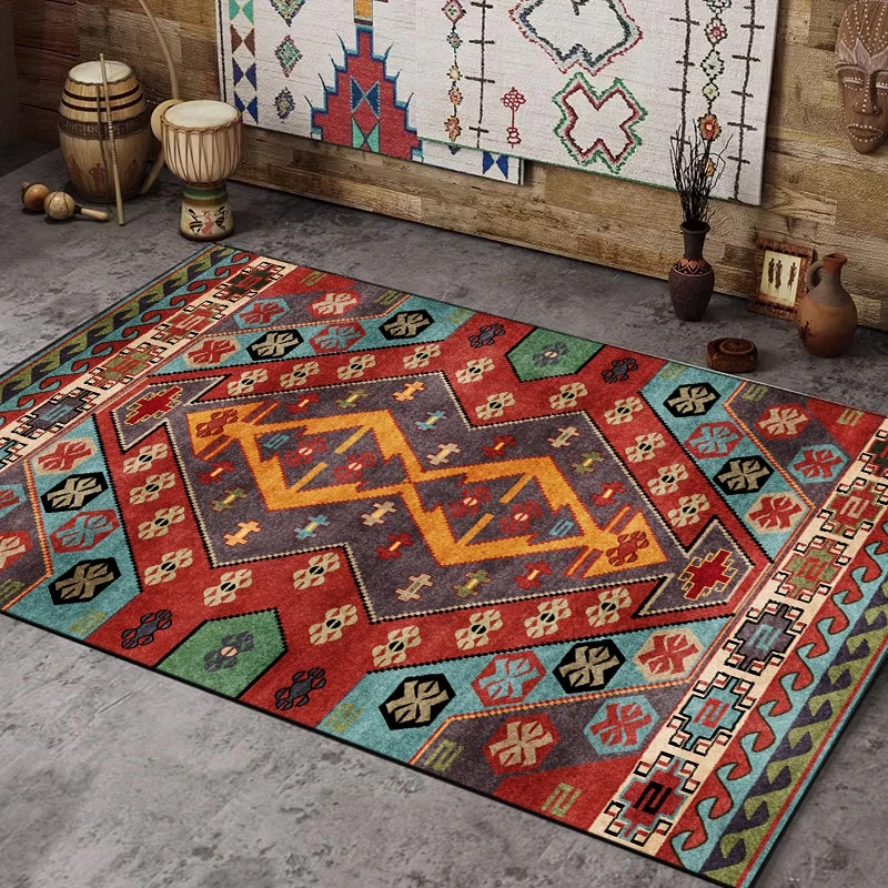 

Retro Persian Style Area Carpet and Rug Colorful Ethnic Geometric Print Kitchen Bedroom Bedside Blacony Non-Slip Floor Door Mat