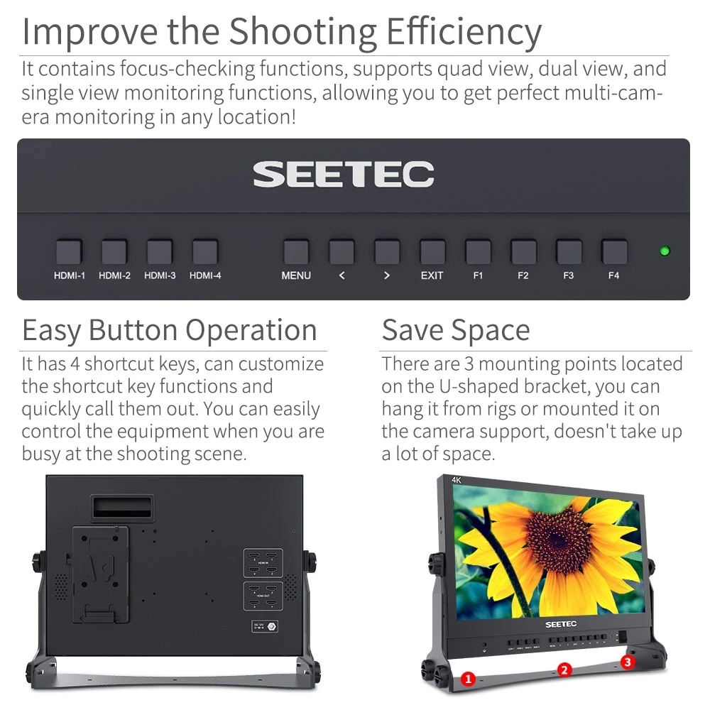 SEETEC ̺ Ʈ   , ATEM156, 4 HDMI Է , ATEM ̴, 15.6 ġ