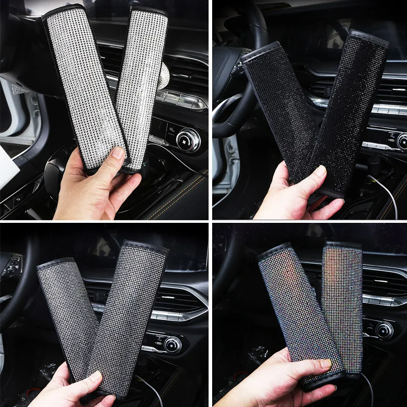Crystal Rhinestones Car Seat Belt Cover Shoulder Pads Protection