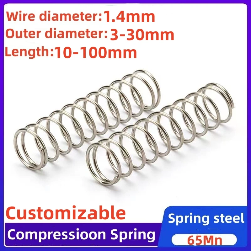 

Shock Absorbing Pressure Return Compression Spring 65Mn Steel Wire Diameter 1.4mm Cylindrical Helical Coil Compressed Backsprin