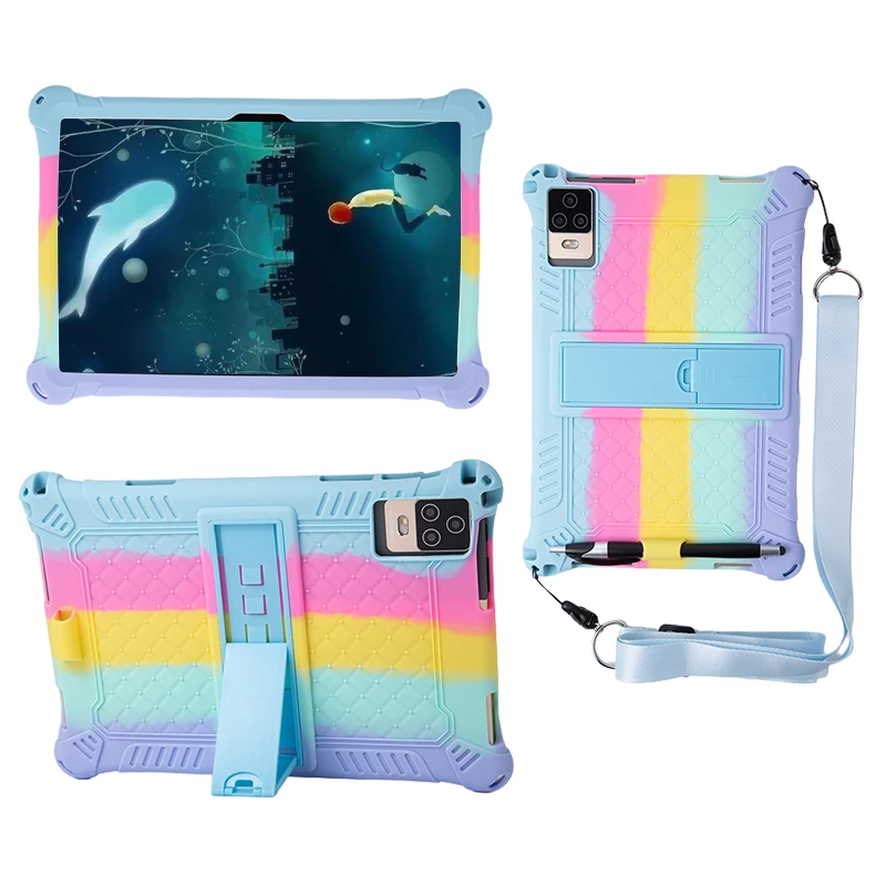 Universal Soft Silicone Tablet Case Capa de Suporte à Prova de Choque pc Case Android 10 10.1 l 9.57in w 6.42in