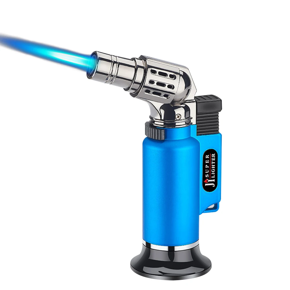 thumbnail image 1 of Encendedores de gas turbo de metal a prueba de viento, soplete de soldadura para cocina, pistola rociadora de llama ajustable, encendedor de puros potente para hombres, regalos, 1 of 5
