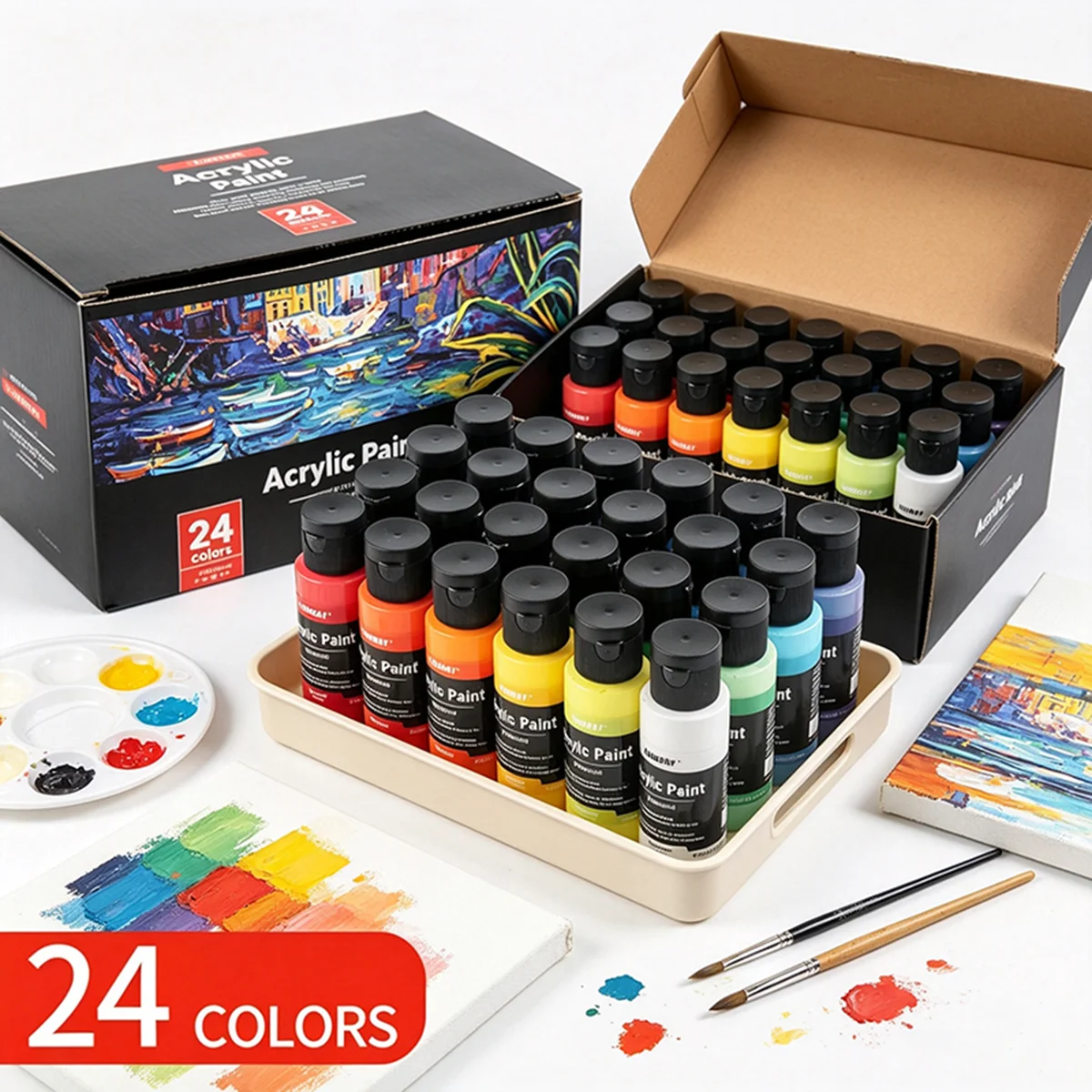 24 Colors 60ML Acrylic Paint Set Student Art DIY Graffiti Hand Drawn Professional Art Spray Painting Creative Painting Project