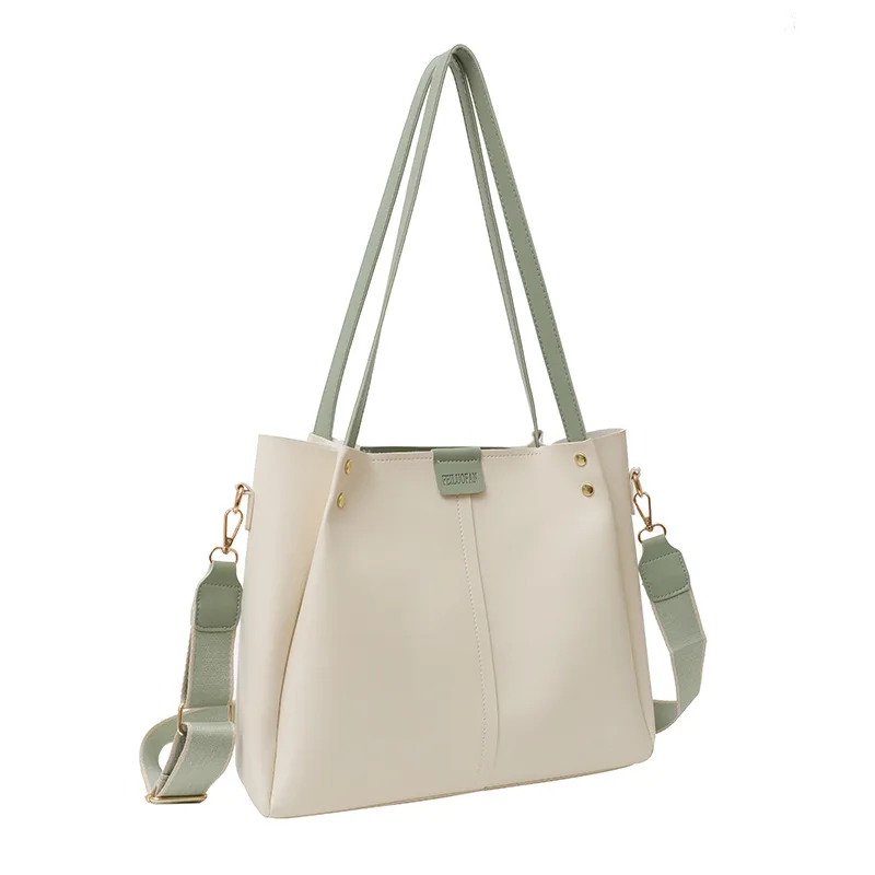 Large Capacity Bag Women's Bag New Fashion Wide Shoulder Strap Single Shoulder Crossbody Bag Carrying Tote Bag