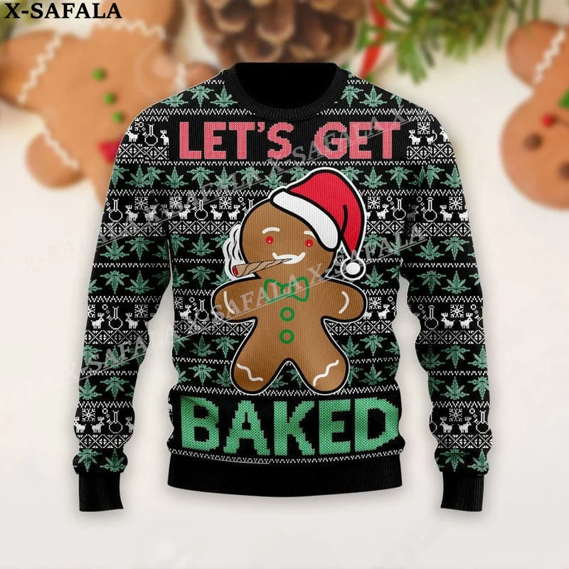 thumbnail image 1 of Suéteres de punto feos de Navidad con forma de hombre de jengibre, muérdeme, para Halloween, regalo de Navidad, para parejas, fiestas, unisex, informales, 1, 1 of 5