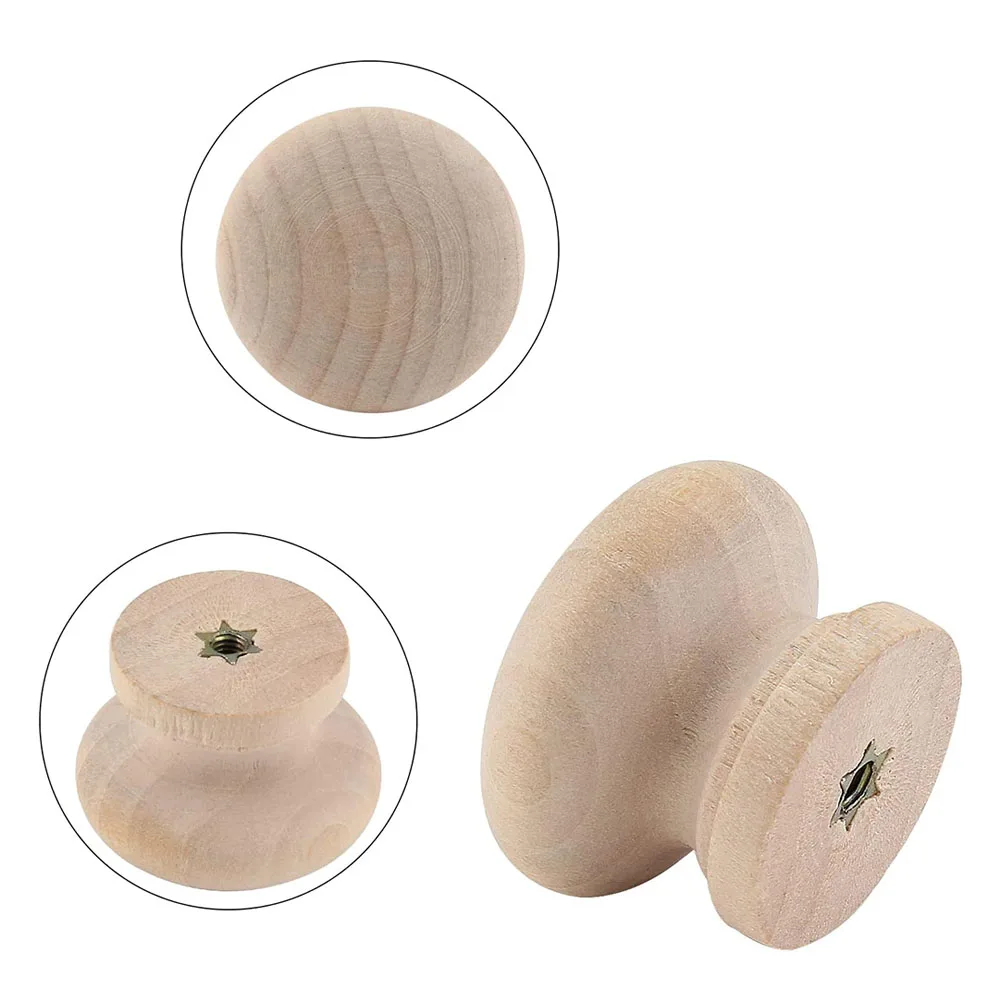 Round Wooden Cabinet Knobs 1-3/8