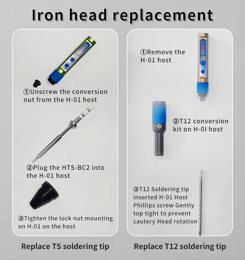 H-01 Soldering Iron 65W Adjustable Temperature PD3.0 Portable Compatible TS and