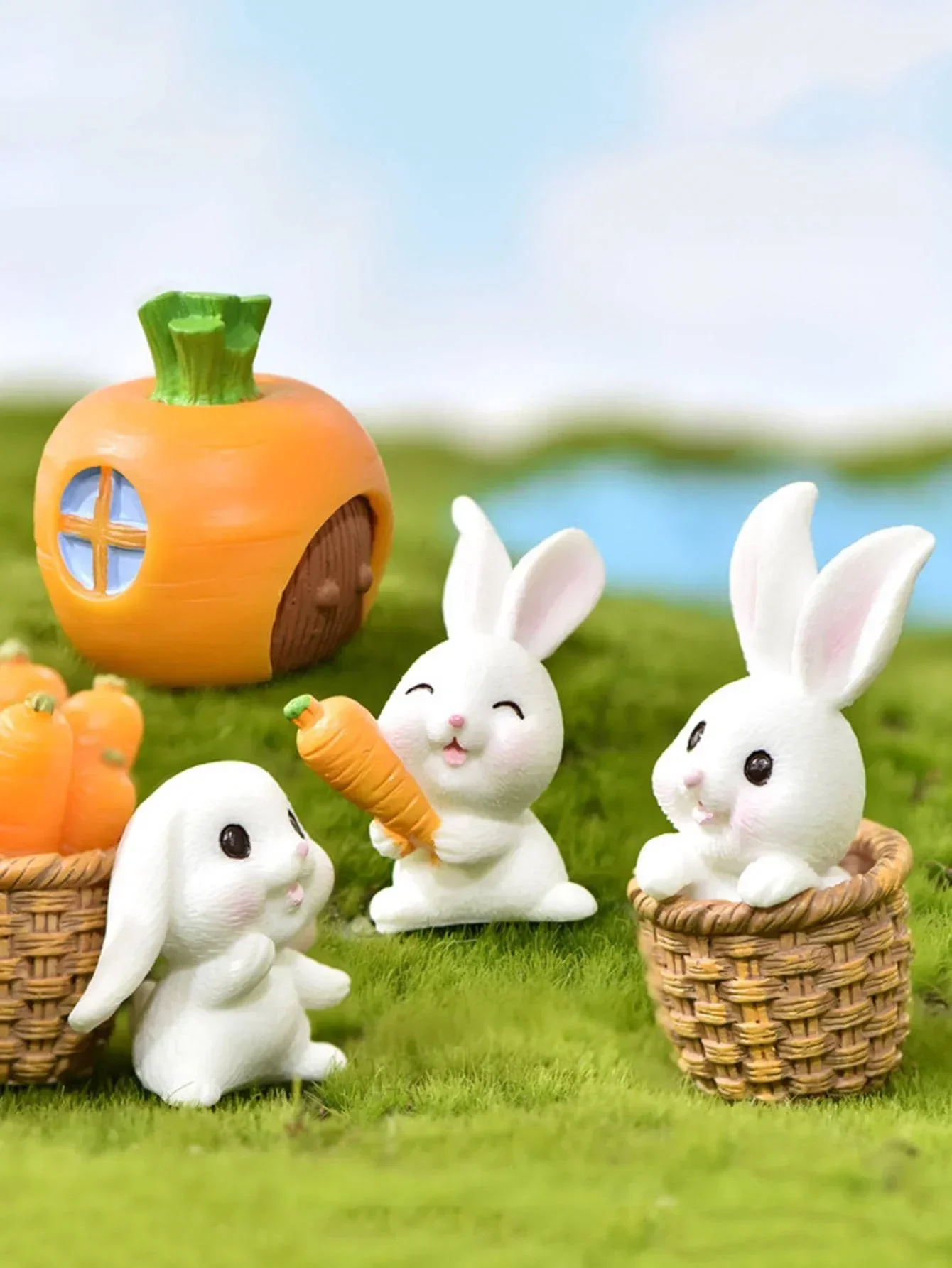 Miniature Rabbit Model Resin Figurine Home Decor