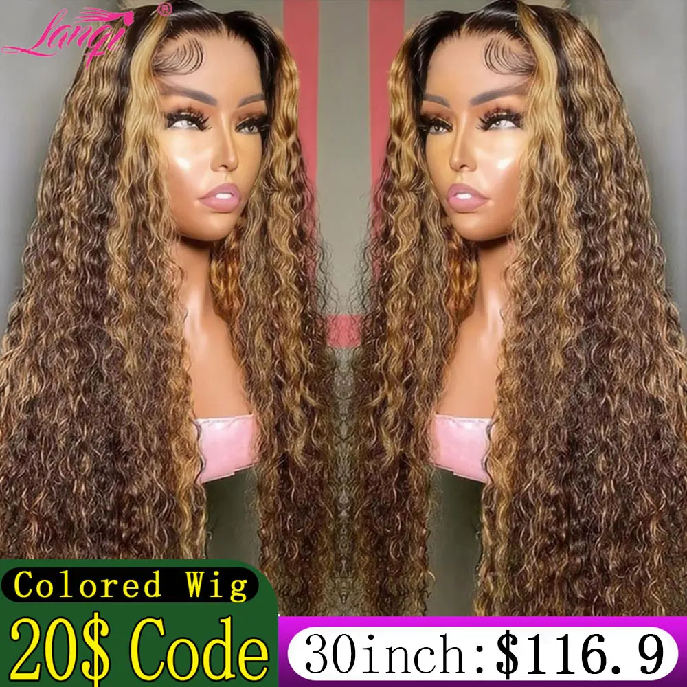 Highlight Wig Human Hair Deep Wave Lace Frontal Wig 13x4 Transparent Lace Front Human Hair Wigs P4/27 Omber Lace Frontal Wig