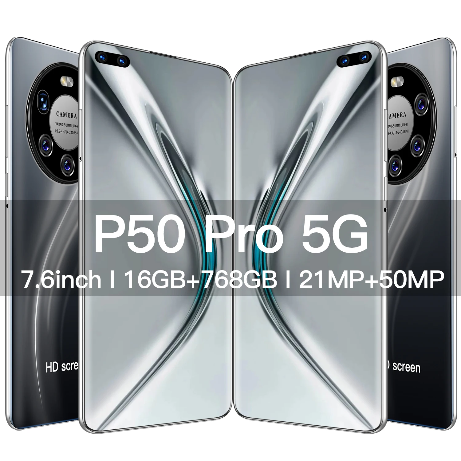 P50 Pro cheap smartphone new Cell Phone Android11.0 and 7.6Inch HD Screen 16GB+768GB 5G Network Smartphone |